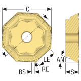 Seco Tools 00005743 | 0.706" Inscribed Circle Diameter x 0.020" Radius x 0.180" Thickness 8 Cutting Edge Carbide Octomill Insert