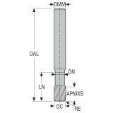 Seco Tools 02435343 | 12.00mm Diameter x 12.00mm Shank x 1.00mm Radius x 110.00mm OAL 2 Flute 30 Degree Helix Angle MEGA-T Coated Carbide Corner Radius End Mill