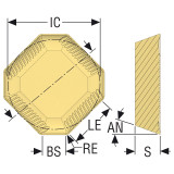Seco Tools 02505918 | 0.529" Inscribed Circle Diameter x 0.032" Radius x 0.132" Thickness 4 Cutting Edge Carbide Milling Insert