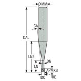 Seco Tools 02568456 | 1.00mm Diameter x 3.00mm Shank x 0.10mm Radius x 40.00mm OAL 1 Flute 30 Degree Helix Angle MEGA-T Coated Carbide Corner Radius End Mill