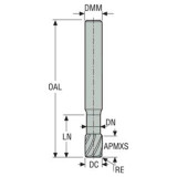 Seco Tools 02623883 | 12.00mm Diameter x 12.00mm Shank x 2.00mm Radius x 75.00mm OAL 2 Flute 37.5 Degree Helix Angle MEGA-T Coated Carbide Corner Radius End Mill
