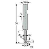 Seco Tools 02669326 | 5.00mm Diameter x 6.00mm Shank x 0.50mm Radius x 50.00mm OAL 4 Flute 50 Degree Helix Angle MEGA-64 Coated Carbide Corner Radius End Mill