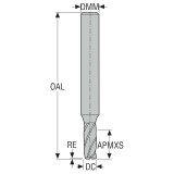 Seco Tools 02687282 | 5.00mm Diameter x 6.00mm Shank x 0.20mm Radius x 55.00mm OAL 3 Flute 48 Degree Helix Angle SIRON-A Coated Carbide Corner Radius End Mill