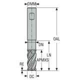 Seco Tools 02828264 | 5.00mm Diameter x 6.00mm Shank x 0.20mm Radius x 55.00mm OAL 4 Flute 40 Degree Helix Angle SIRON-A Coated Carbide Corner Radius End Mill