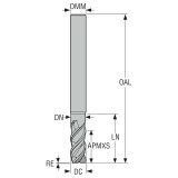 Seco Tools 02881687 | 6.00mm Diameter x 6.00mm Shank x 0.50mm Radius x 57.00mm OAL 3 Flute 48 Degree Helix Angle SIRON-A Coated Carbide Corner Radius End Mill