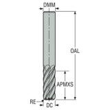 Seco Tools 03060301 | 12.00mm Diameter x 12.00mm Shank x 0.50mm Radius x 83.00mm OAL 6 Flute 38 Degree Helix Angle HXT Coated Carbide Corner Radius End Mill