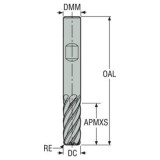 Seco Tools 03060349 | 12.00mm Diameter x 12.00mm Shank x 1.00mm Radius x 83.00mm OAL 6 Flute 38 Degree Helix Angle HXT Coated Carbide Corner Radius End Mill