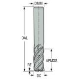 Seco Tools 03134985 | 6.00mm Diameter x 6.00mm Shank x 0.80mm Radius x 47.00mm OAL 4 Flute 44 Degree Helix Angle MEGA-64 Coated Carbide Corner Radius End Mill