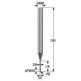 Seco Tools 03171115 | 1.50mm Diameter x 4.00mm Shank x 0.15mm Radius x 60.00mm OAL 2 Flute 30 Degree Helix Angle SIRON-A Coated Carbide Corner Radius End Mill