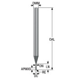 Seco Tools 03171132 | 1.50mm Diameter x 4.00mm Shank x 0.15mm Radius x 50.00mm OAL 2 Flute 30 Degree Helix Angle SIRON-A Coated Carbide Corner Radius End Mill