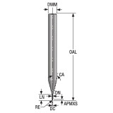 Seco Tools 03205089 | 0.50mm Diameter x 4.00mm Shank x 0.05mm Radius x 40.00mm OAL 2 Flute 28 Degree Helix Angle HXT Coated Carbide Corner Radius End Mill