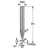 Seco Tools 03205141 | 1.00mm Diameter x 6.00mm Shank x 0.05mm Radius x 50.00mm OAL 2 Flute 28 Degree Helix Angle HXT Coated Carbide Corner Radius End Mill