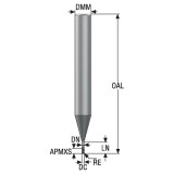 Seco Tools 03227271 | 0.60mm Diameter x 6.00mm Shank x 0.05mm Radius x 50.00mm OAL 4 Flute 30 Degree Helix Angle SIRON-A Coated Carbide Corner Radius End Mill