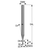 Seco Tools 10107351 | 2.00mm Diameter x 4.00mm Shank x 0.10mm Radius x 50.00mm OAL 3 Flute 45 Degree Helix Angle HXT Coated Carbide Corner Radius End Mill