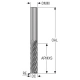 Seco Tools 10228441 | 16.00mm Diameter x 16.00mm Shank x 0.50mm Radius x 130.00mm OAL 6 Flute 38 Degree Helix Angle HXT Coated Carbide Corner Radius End Mill