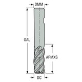 Seco Tools 02733849 | 554080SZ4.0 8.00mm Diameter x 8.00mm Shank x 60.00mm OAL x 48 Degree Helix Angle 4 Cutting Edge SIRON Coated Carbide Square End Mill