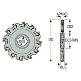 Seco Tools 02740891 | 335.18-12.00-XL0809L-R6 304.80mm Diameter x 1.97mm Functional Length x 90 Degree Cutting Edge Angle Indexable Slotting Cutter