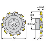 Seco Tools 02814585 | R335.25-160.2126.40-10L 160.00mm Diameter x 29.00mm Functional Length x 90 Degree Cutting Edge Angle Indexable Slotting Cutter