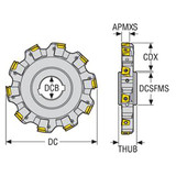Seco Tools 02814606 | 335.25-160.2126.40-10L 160.00mm Diameter x 5.50mm Functional Length x 90 Degree Cutting Edge Angle Indexable Slotting Cutter