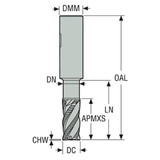 Seco Tools 02828155 | JHP993075F2C.3Z4 7.50mm Diameter x 8.00mm Shank x 60.00mm OAL x 38 Degree Helix Angle 4 Cutting Edge SIRON Coated Carbide Corner Chamfer End Mill