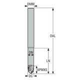 Seco Tools 02928214 | JS532080E2B.0Z2 8.00mm Diameter x 8.00mm Shank x 4.00mm Corner Radius x 80.00mm OAL x 30 Degree Helix Angle 2 Flute NXT Coated Carbide Ball End Mill