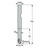 Seco Tools 02928267 | JS532080E2B.3Z2 8.00mm Diameter x 8.00mm Shank x 4.00mm Corner Radius x 80.00mm OAL x 30 Degree Helix Angle 2 Flute NXT Coated Carbide Ball End Mill
