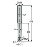 Seco Tools 02968263 | JH142040J3R030.0Z2 4.00mm Diameter x 6.00mm Shank x 0.30mm Corner Radius x 60.00mm OAL x 28 Degree Helix Angle 2 Flute HXT Coated Carbide Corner Radius End Mill