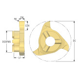 Seco Tools 03041923 | R335.14-217300.12Z3-M03 21.70mm Diameter x 0.20mm Corner Radius x 90 Degree Cutting Edge Angle PVD Coated Carbide T-Slot Milling Tip Insert