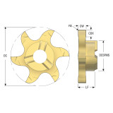 Seco Tools 03041926 | R335.14-217200.12Z6-M03 21.70mm Diameter x 0.20mm Corner Radius x 90 Degree Cutting Edge Angle PVD Coated Carbide T-Slot Milling Tip Insert