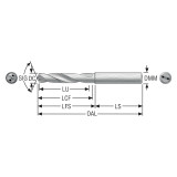 Seco Tools 10004112 | SD203A-0590-021-06R1-MS 5.90mm Diameter x 6.00mm Shank x 66.00mm OAL x 30 Degree Helix Angle 2 Cutting Edge Carbide Screw Machine Length Drill Bit