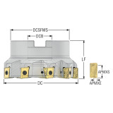 Seco Tools 10207982 | R220.94-0100-LO12-9A 100.00mm Diameter x 50.00mm Functional Length x 90 Degree Cutting Edge Angle Indexable Square-Shoulder End Mill