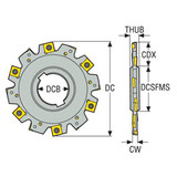 Seco Tools 75011288 | 335.19-100.10.27-5 100.00mm Diameter x 11.00mm Functional Length x 90 Degree Cutting Edge Angle Indexable Slotting Cutter