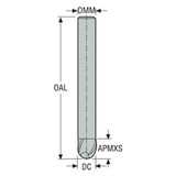 Seco Tools 00019254 | 150120 12.00mm Diameter x 12.00mm Shank x 6.00mm Corner Radius x 100.00mm OAL x 17 Degree Helix Angle 4 Flute MEGA Coated Carbide Ball End Mill