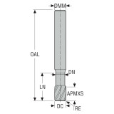 Seco Tools 00020073 | 910030R010 3.00mm Diameter x 3.00mm Shank x 0.10mm Corner Radius x 40.00mm OAL x 40 Degree Helix Angle 3 Flute MEGA Coated Carbide Corner Radius End Mill