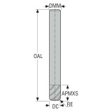Seco Tools 00022092 | 40K120 12.00mm Diameter x 12.00mm Shank x 0.10mm Corner Radius x 65.00mm OAL x 25 Degree Helix Angle 2 Flute HEMI Coated Carbide Corner Radius End Mill