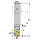 Seco Tools 00087575 | R218.19-01.00-3-26H 25.40mm Diameter x 25.40mm Shank x 127.80mm OAL 2 Flute Indexable Ball Nose End Mill