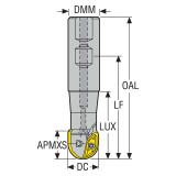 Seco Tools 00032046 | R218.20-3230.3-45.100A 30.00mm Diameter x 32.00mm Shank x 44.00mm Maximum Cutting Depth x 70.00mm Shank Length x 90 Degree Cutting Edge Angle 2 Flute Indexable Ball Nose End Mill