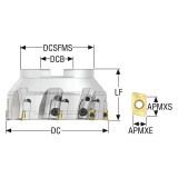Seco Tools 02706936 | R220.69-0125-12-8CN 125.00mm Diameter x 11.00mm Depth of Cut x 63.00mm Functional Length -4.1 Degree Rake Radial Angle Indexable Square-Shoulder Face Mill