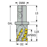 Seco Tools 02709546 | R217.69-3250.3S-055-12.4AN 50.00mm Diameter x 32.00mm Shank x 55.00mm Maximum Cutting Depth x 60.00mm Shank Length x 90 Degree Cutting Edge Angle 4 Flute Indexable Square-Shoulder End Mill