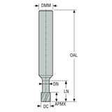 Seco Tools 17004447 | NTM1001/2X20UN.375 0.350" Diameter x 0.375" Shank x 0.004" Corner Radius x 3.500" OAL 3 Flute Helical Flute Thread Mill
