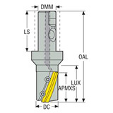 Seco Tools 75056423 | R235.15A-02.00-3S-50A 2.000" Diameter x 1.250" Shank x 1.969" Maximum Cutting Depth x 2.441" Shank Length x 90 Degree Cutting Edge Angle 3 Flute Indexable Square Shoulder Mill