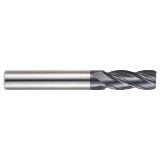 YG1 93597 | 7/16" Diameter x 7/16" Shank x 1" LOC x 4" OAL x 0.030" Radius x 30 Degree Helix Angle 4 Flute ALTiN Coated Carbide Corner Radius End Mill