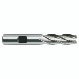 YG1 04145 | 7/8" Diameter x 7/8" Shank x 1-7/8" LOC x 4-1/8" OAL x 30 Degree Helix Angle 6 Flute Bright Coated HSS E1032 Square End Mill