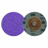 3M 7100331754 | 2.000" Diameter x 36+ Grit 250000 RPM Precision Shaped Ceramic Fibre Disc (Roloc) - Purple
