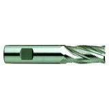 YG1 E9990907TF | 1/4" Diameter x 3/8" Shank x 1-1/8" LOC x 2-15/16" OAL x 30 Degree Helix Angle 3 Flute TiAlN Coated Premium HSS-PM E9990 Roughing End Mill