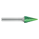 ATA SGSPRO 19795 | 1/4" Cutter Diameter x 1/4" Shank x 2" OAL x 3/4" LOC Accelerator Coated Solid SM-2 Cone Burr