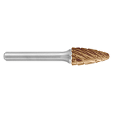 ATA SGSPRO 19523 | 1/2" Cutter Diameter x 3/8" Shank x 3" OAL x 1" LOC Accelerator-K Coated Brazed SF-5 Ball Nosed Tree Burr
