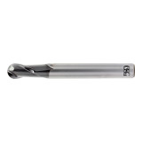 OSG 90100111 | EXOCARB 1/32" Diameter x 0.250" Shank x 0.047" LOC x 2.000" OAL x 0.016" Radius x 30 Degree Helix Angle 2 Flute WXS Coated Carbide 9010 Ball End Mill