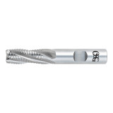 OSG 4709600 | 3/8" Diameter x 0.375" Shank x 0.750" LOC x 2.500" OAL x 25 Degree Helix Angle 4 Flute BRIGHT Coated HSS-CO 470 Roughing End Mill