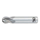 OSG 414-2500-BN | 1/4" Diameter x 0.250" Shank x 0.500" LOC x 2.000" OAL x 0.125" Radius x 30 Degree Helix Angle 4 Flute BRIGHT Coated Carbide 414BN BN Ball End Mill
